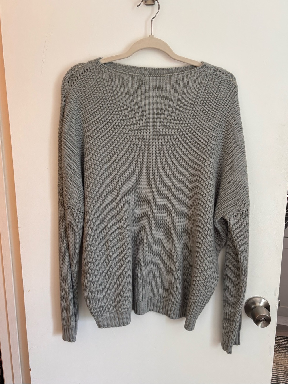 Light Blue/Gray Merino Wool Knit Sweater